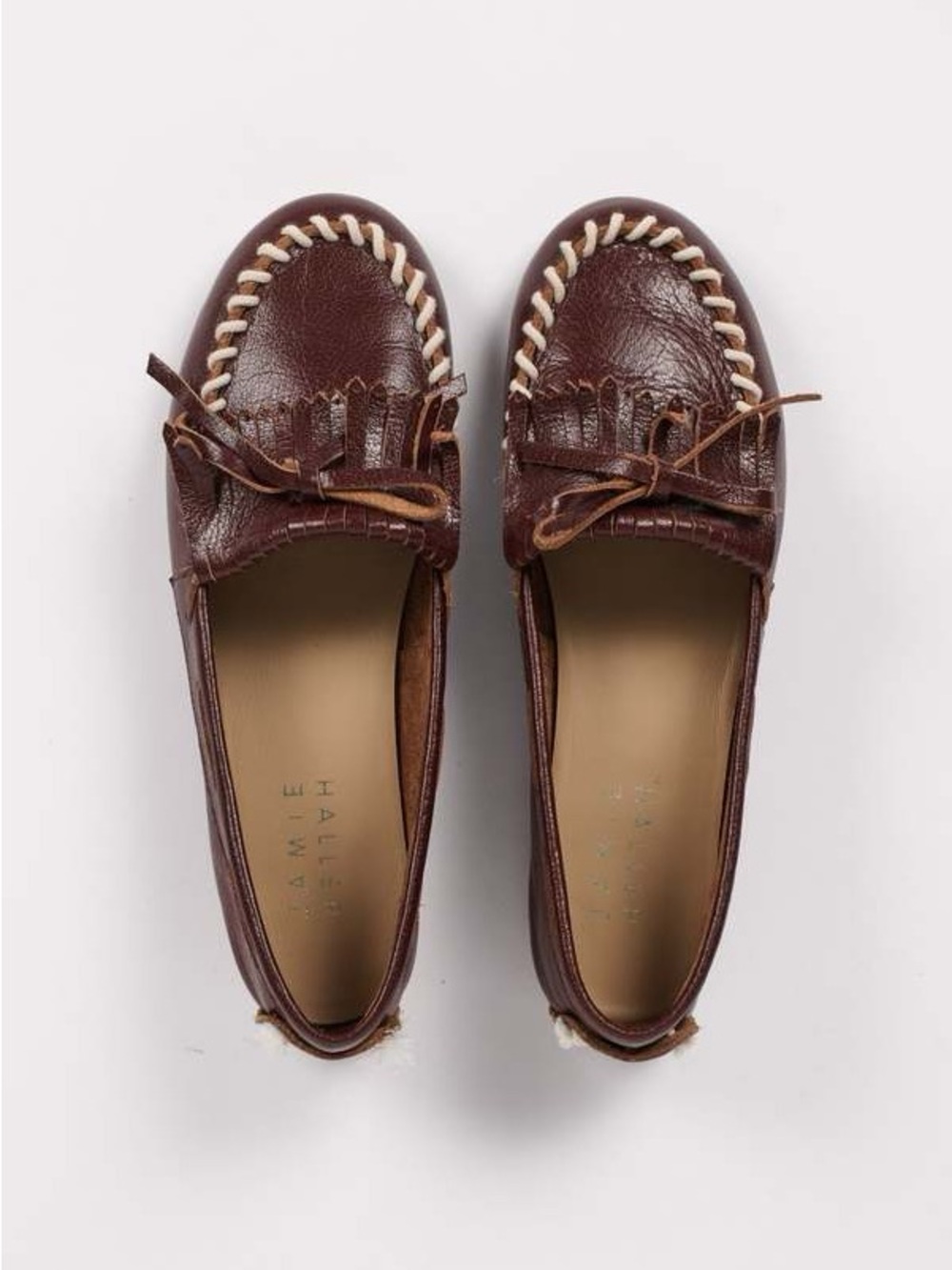 Jamie Haller Brown Leather Camp Moccasins Loafers Size 40 - Picture 2 of 7